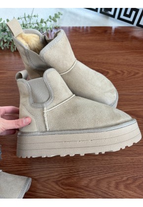 UGG LASTİKLİ KALIN TABAN KREM