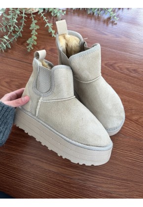 UGG LASTİKLİ KALIN TABAN KREM