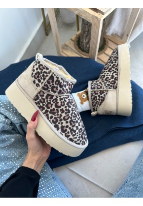 UGG MİNİ PLATFORM KREM LEOPAR