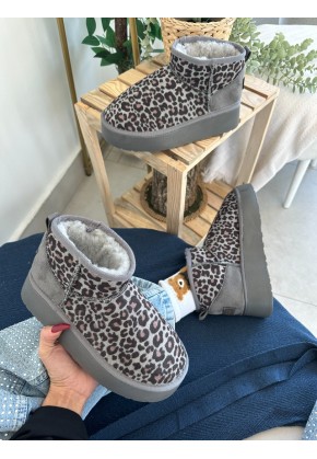 UGG MİNİ PLATFORM LEOPAR GRİ