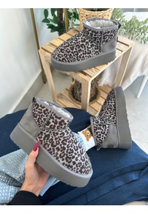 UGG MİNİ PLATFORM LEOPAR GRİ