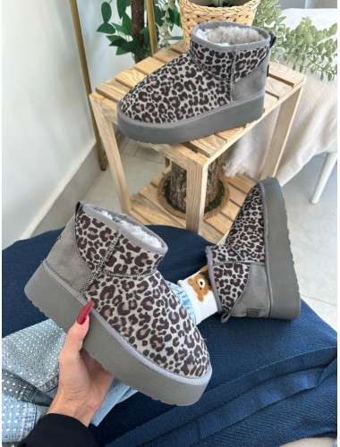 UGG MİNİ PLATFORM LEOPAR GRİ