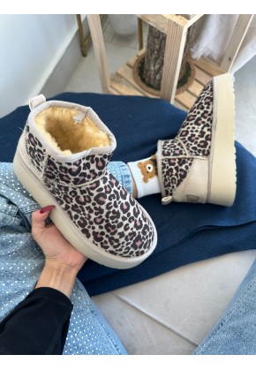 UGG MİNİ PLATFORM KREM LEOPAR