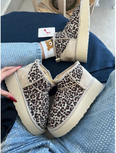 UGG MİNİ PLATFORM KREM LEOPAR