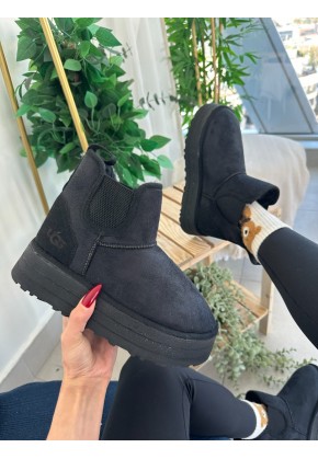 UGG LASTİKLİ KALIN TABAN SİYAH  